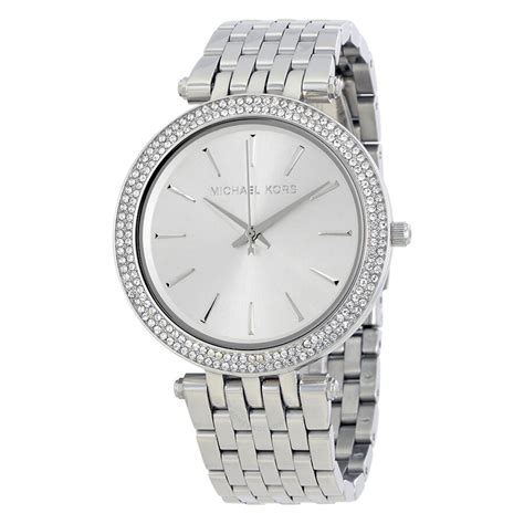 michael kors mk3190 womens glitzy bezel watch|Darci Silver.